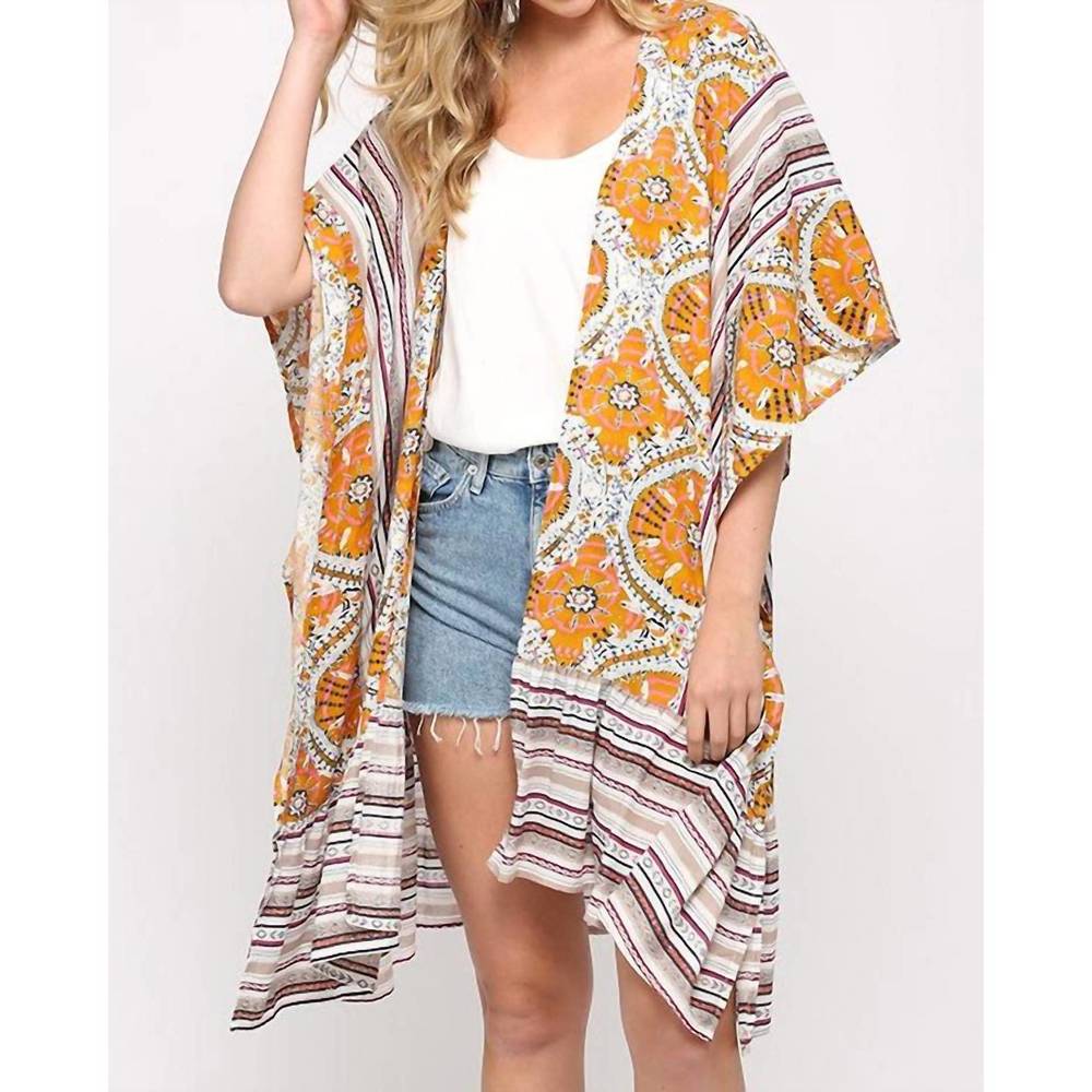 NEW GIGIO mixed prints kimono in orange